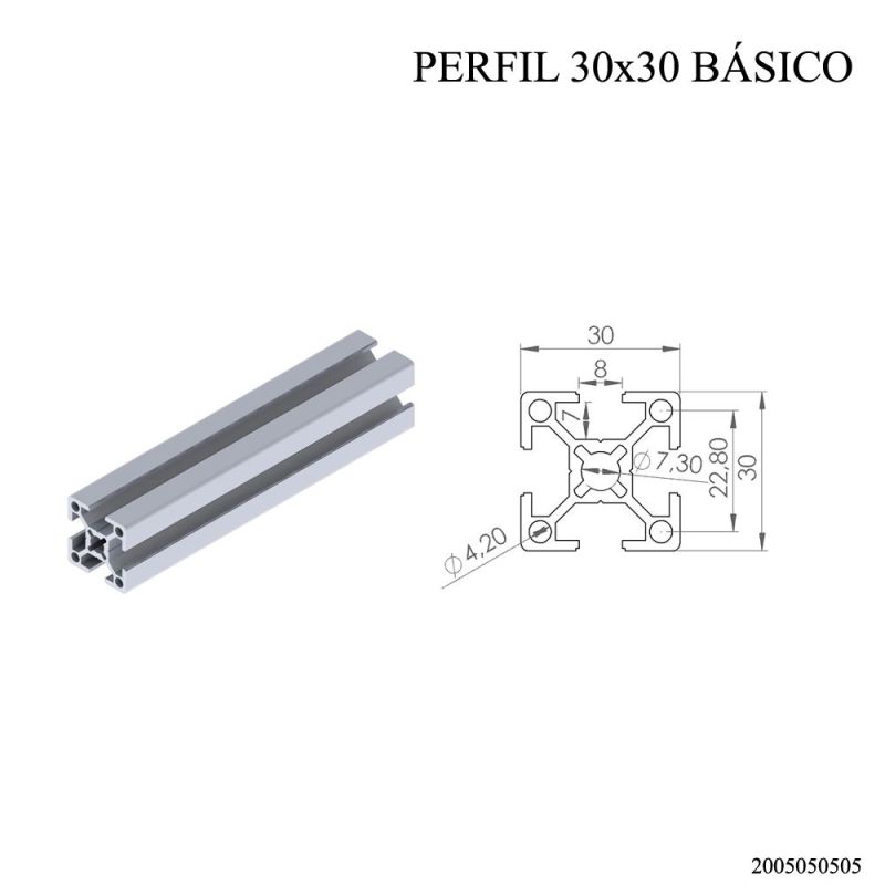 PERFIL ALUMINIO ANODIZADO NATURAL RANURA 8MM BASICO