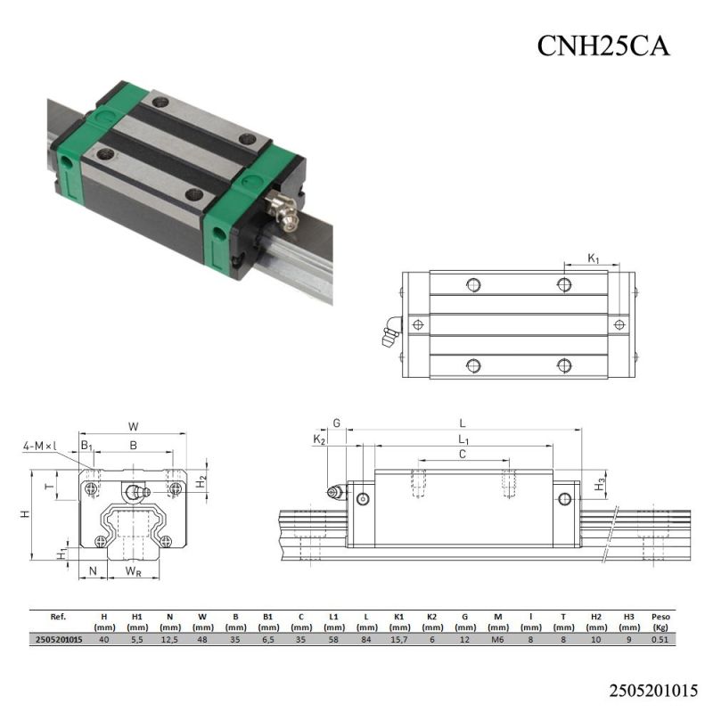 PATIN COMPATIBLE HIWIN CNH