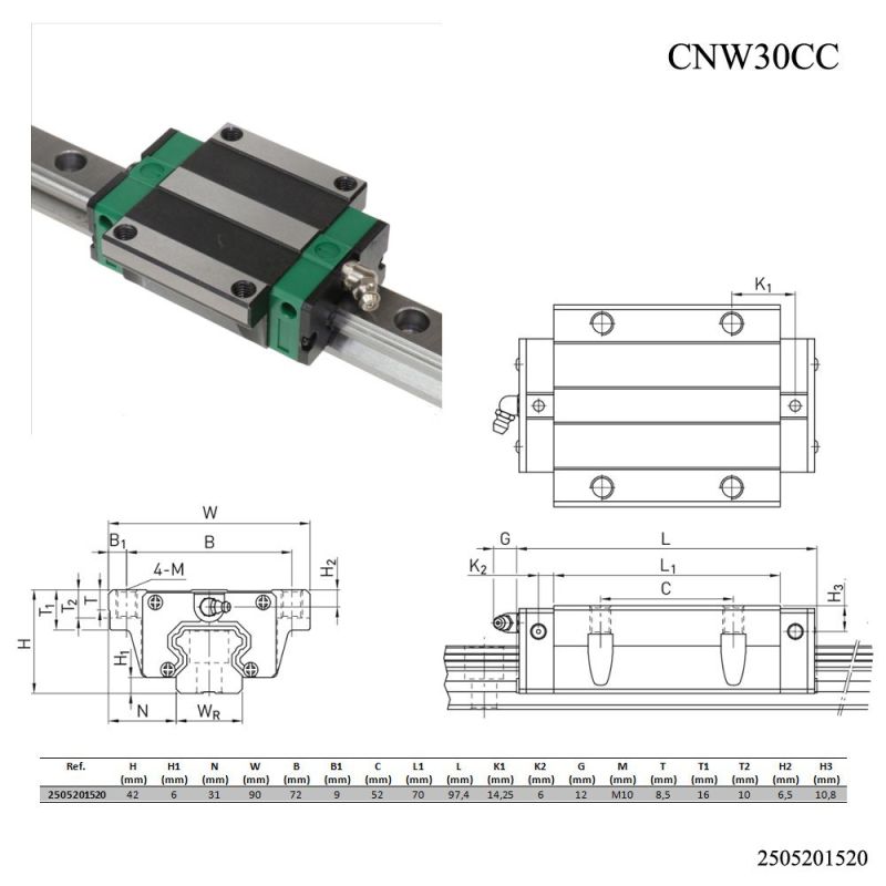 PATIN COMPATIBLE HIWIN CNW